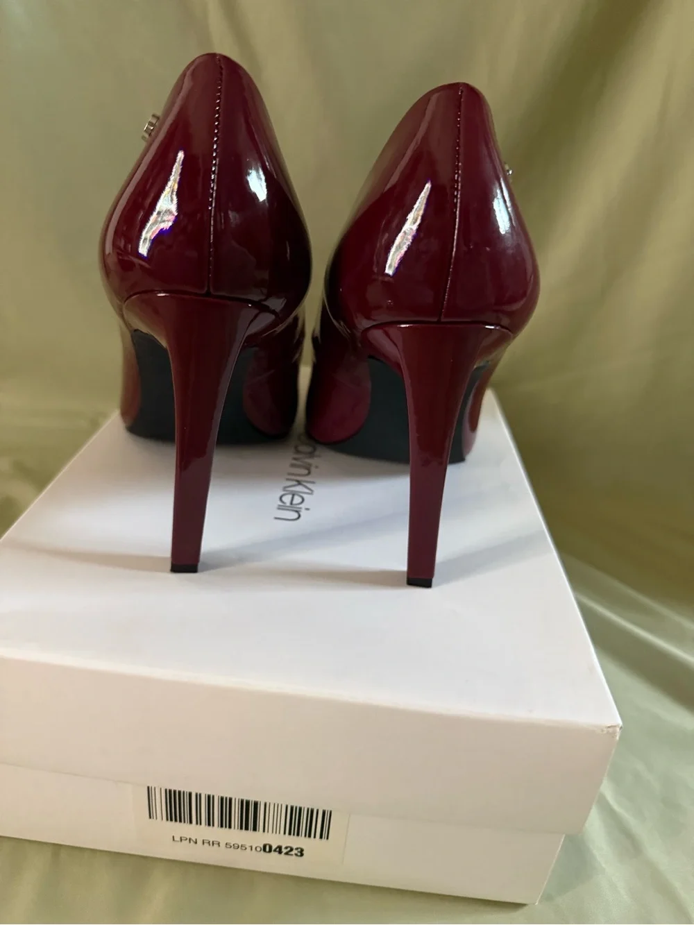 Calvin Klein Women's Wine Red Patent Pointed Pumps